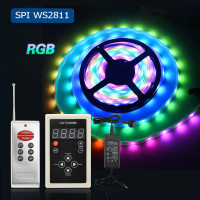 Комплект управляемой светодиодной ленты SPI WS2811 SMD 5050 RGB (Многоцветная) 30 led/m - 20м Комплект управляемой светодиодной ленты SPI WS2811 SMD 5050 RGB (Многоцветная) 30 led/m - 20м