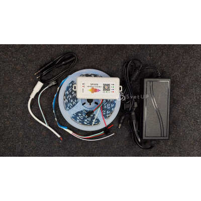 Комплект управляемой светодиодной ленты с блютуз звукоактивным контроллером SPI WS2811 SMD 5050 RGB (Многоцветная) 60 led/m - 5м
